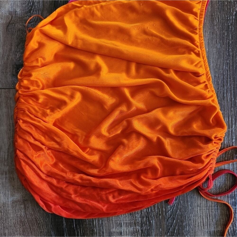 Andreadamo Draped Jersey Mono Shoulder Crop Top in Sex On the Beach Orange Small - Picture 10 of 14